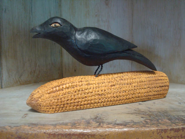 Crow on an ear of corn